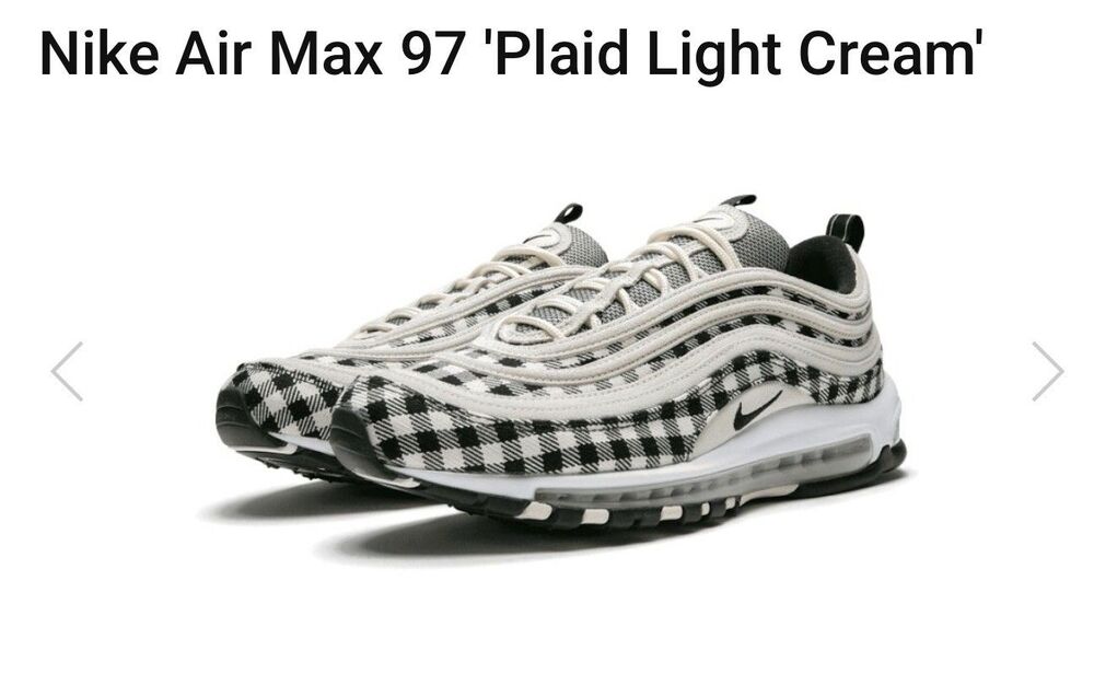 Nike Air Max 97 Plaid Light Cream Sneakers 312834-201 Men’s Size 9.5 Used No Box